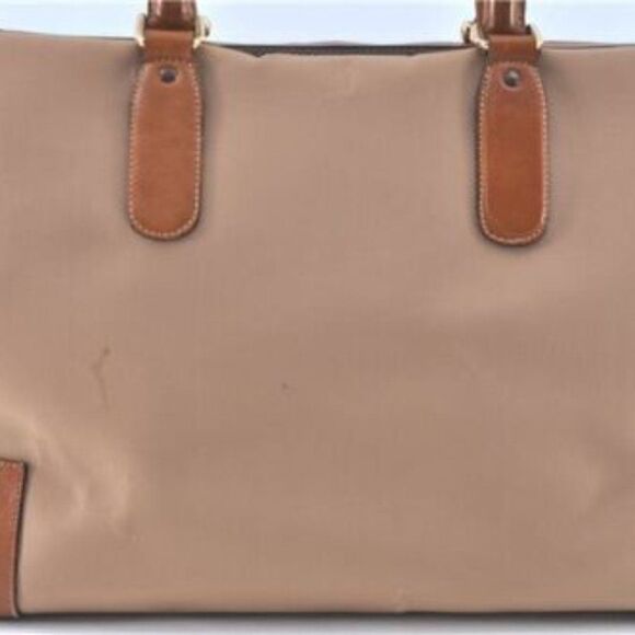 Authentic Vintage CELINE Boston Bag Nylon Handbag Leather Beige Brown - Picture 9 of 14